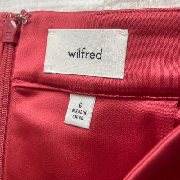 Aritzia Wilfred Satin Patio Mini Skirt Rosy Red Size  6 - Picture 9 of 10